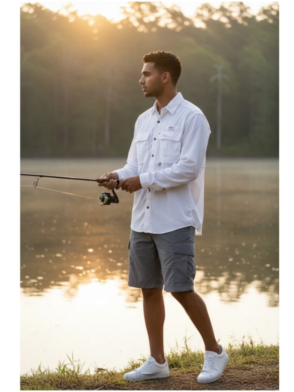 Gander Mountain Mens XL Shirt Guide Series Vent White Fishing Camping Quick Dry